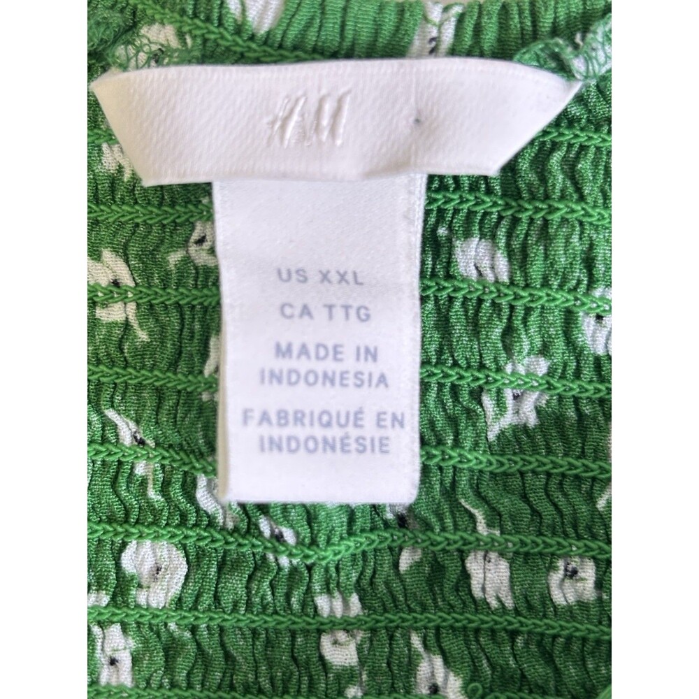 H & M Puff Slve Green With White Flowers Lg Slv Too Women’s 2XL - Picture 5 of 7
